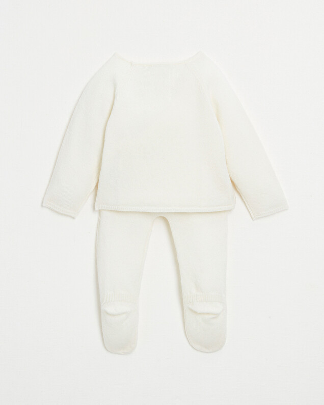 Merino wool knitted set Off-white colour  Natalys