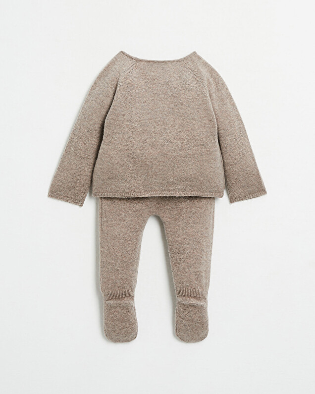 Merino wool knitted set Mottled brown colour  Natalys
