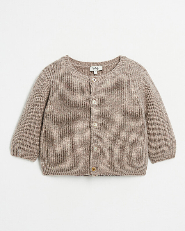 Merino wool cardigan Mottled brown colour  Natalys