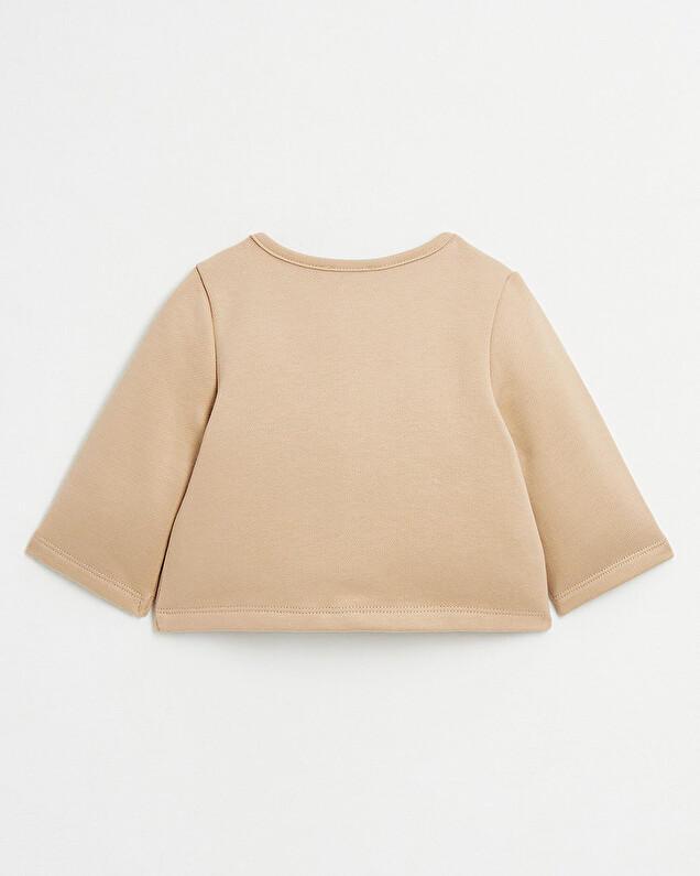 Love embroidered fleece cardigan Camel colour  Natalys
