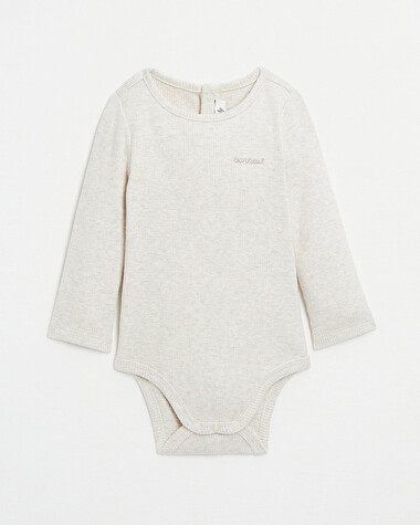 Ribbed long-sleeved bodysuit Mottled beige colour  Natalys