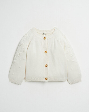 Embroidered knitted cardigan Off-white colour  Natalys