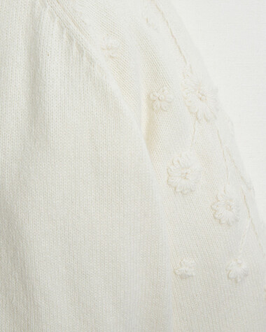 Embroidered knitted cardigan Off-white colour  Natalys