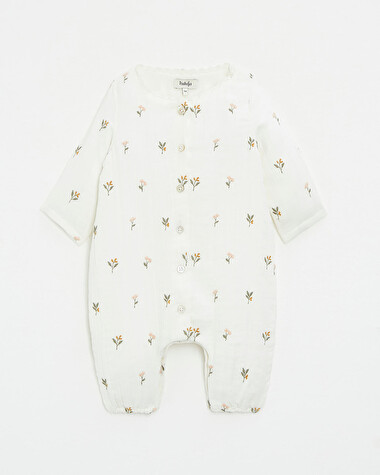 Embroidered cotton gauze jumpsuit Embroidered flowers  Natalys