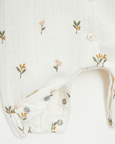 Embroidered cotton gauze jumpsuit Embroidered flowers  Natalys