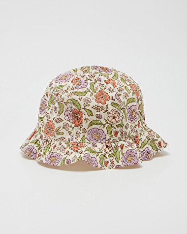 Floral print hat Lurex stripes  Natalys