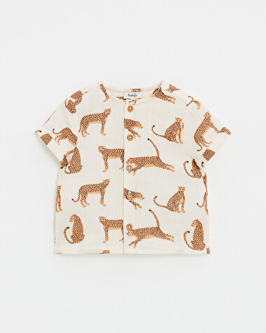 Cotton gauze shirt Leopard print  Natalys