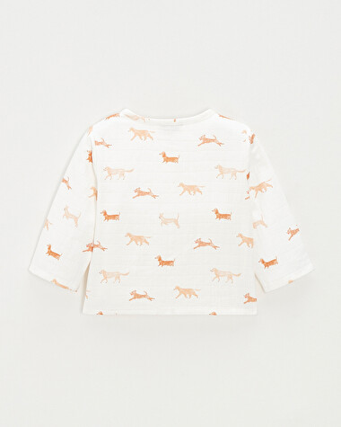 Cotton gauze shirt Dog print  Natalys