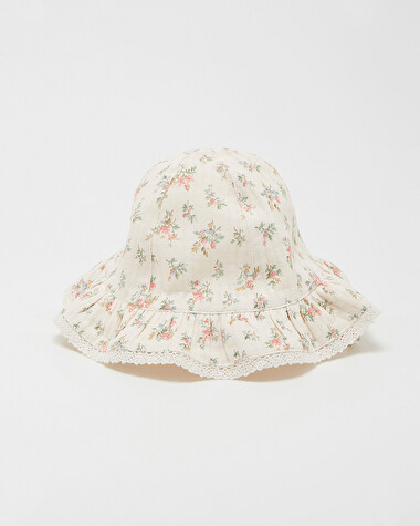 Floral print hat Chalk colour  Natalys