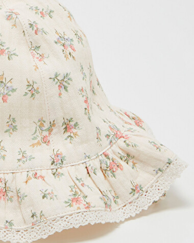 Floral print hat Chalk colour  Natalys