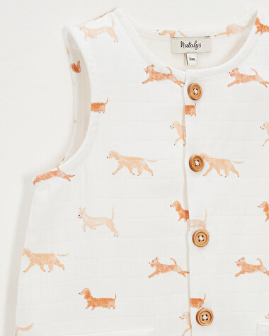 Cotton gauze jumpsuit Dog print  Natalys