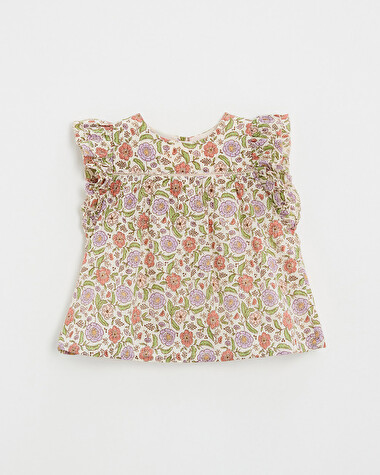 Kid's floral print blouse Lurex stripes  Natalys