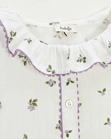 Short-sleeved blouse Blueberry print  Natalys