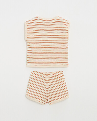Kid's 2-piece terrycloth pyjamas Ecru coloured stripes  Natalys