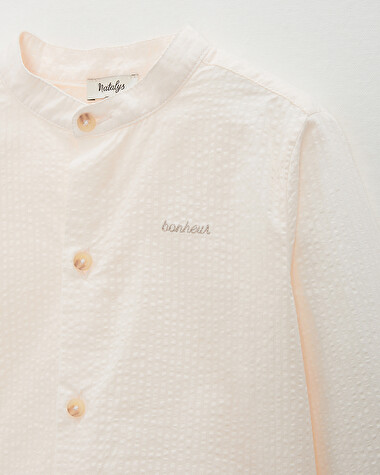 Kid' seersucker shirt Off-white colour  Natalys