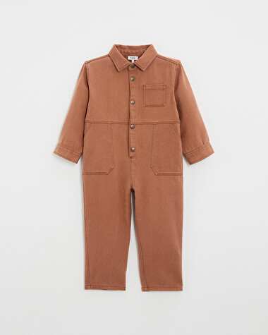 Kid's long twill jumpsuit Rust colour  Natalys
