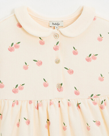 Kid' short-sleeved terrycloth dress Apple print  Natalys