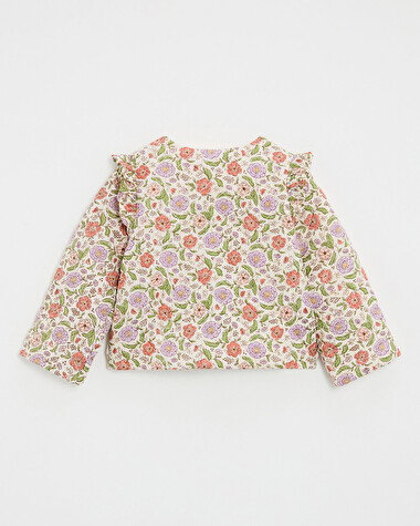 Kid's padded jacket Floral print lurex stripes  Natalys