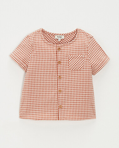 Short-sleeved shirt Vichy light beige colour  Natalys