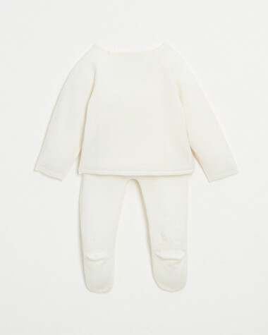 Merino wool knitted set Off-white colour  Natalys