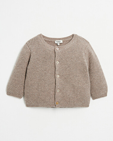 Merino wool cardigan Mottled brown colour  Natalys