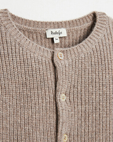 Merino wool cardigan Mottled brown colour  Natalys