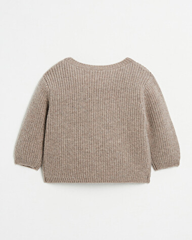 Merino wool cardigan Mottled brown colour  Natalys