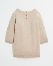 Embroidered Merino wool dress Mottled beige colour Natalys