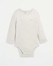 Ribbed long-sleeved bodysuit Mottled beige colour  Natalys