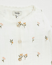 Embroidered cotton gauze jumpsuit Embroidered flowers Natalys