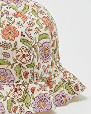 Floral print hat Lurex stripes  Natalys