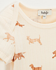 Short-sleeved ribbed bodysuit Dog print  Natalys