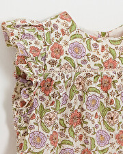 Kid's floral print blouse Lurex stripes  Natalys