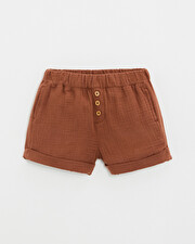 Kid's cotton gauze shorts Rust colour Natalys