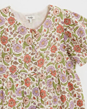 Kid's floral print jumpsuit Lurex stripes Natalys