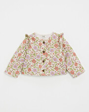 Floral print jacket Lurex stripes Natalys