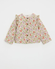 Kid's padded jacket Floral print lurex stripes  Natalys