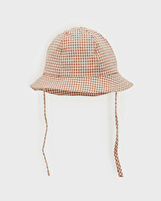 Gingham hat Light beige colour Natalys