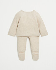 Merino wool knitted set Mottled beige colour  Natalys
