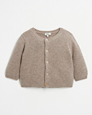 Merino wool cardigan Mottled brown colour  Natalys