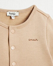 Love embroidered fleece cardigan Camel colour  Natalys