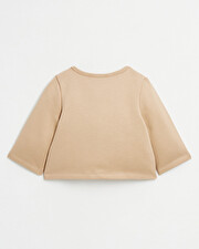 Love embroidered fleece cardigan Camel colour  Natalys