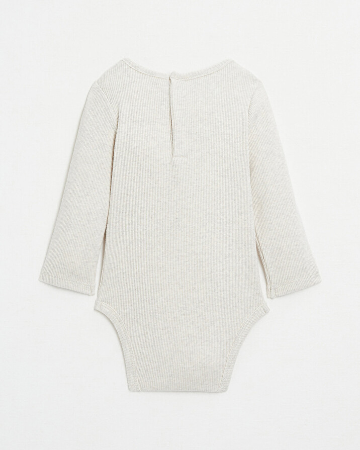 Ribbed long-sleeved bodysuit Mottled beige colour  Natalys