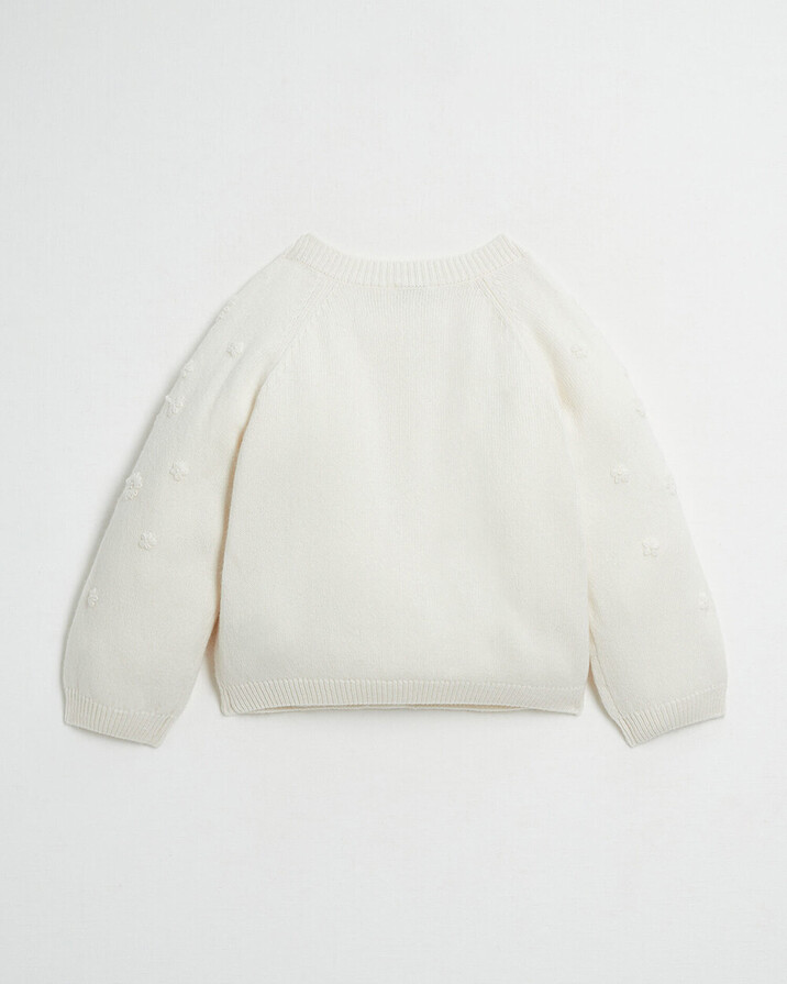 Embroidered knitted cardigan Off-white colour Natalys