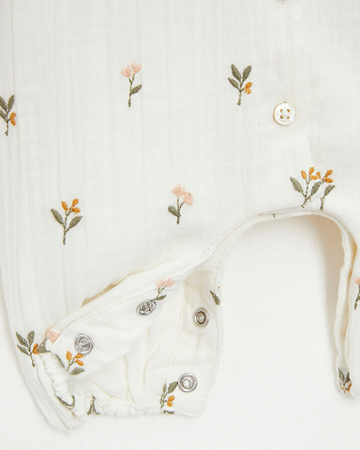 Embroidered cotton gauze jumpsuit Embroidered flowers Natalys