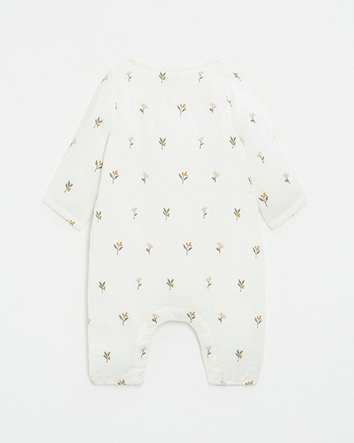 Embroidered cotton gauze jumpsuit Embroidered flowers Natalys