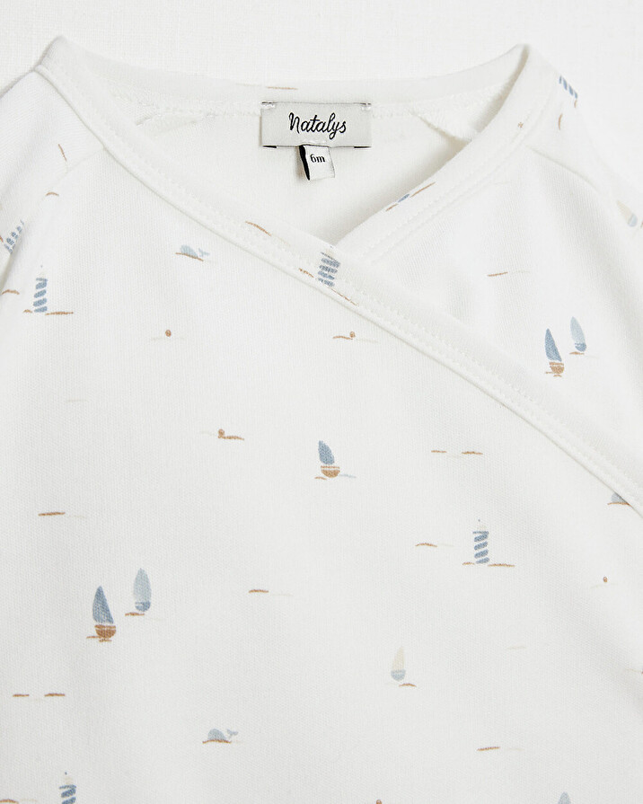 Crossed onesie Boat print  Natalys