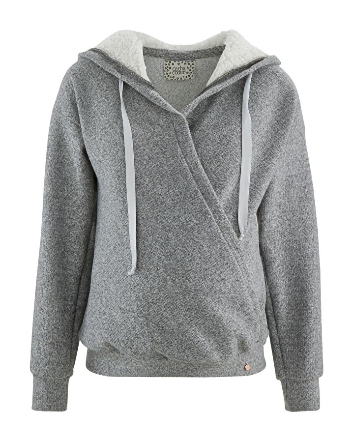 Pregnancy hoodie Grey colour  Cache coeur