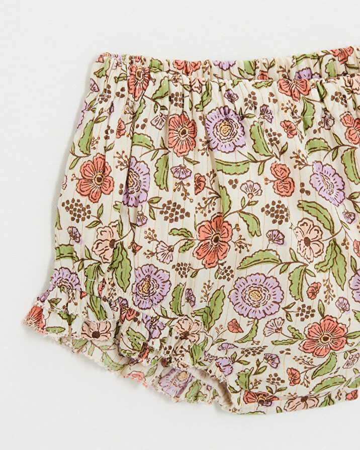 Floral print bloomer Lurex stripes  Natalys