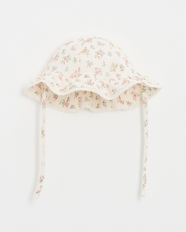 Floral print hat Chalk colour  Natalys